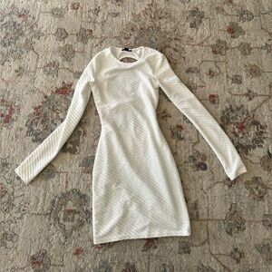 PrettyLittleThing White Long Sleeve Bodycon Dress